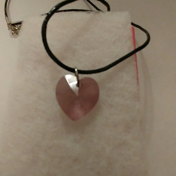 Alexandrite Pink Crystal Heart Necklace - Picture 2 of 8
